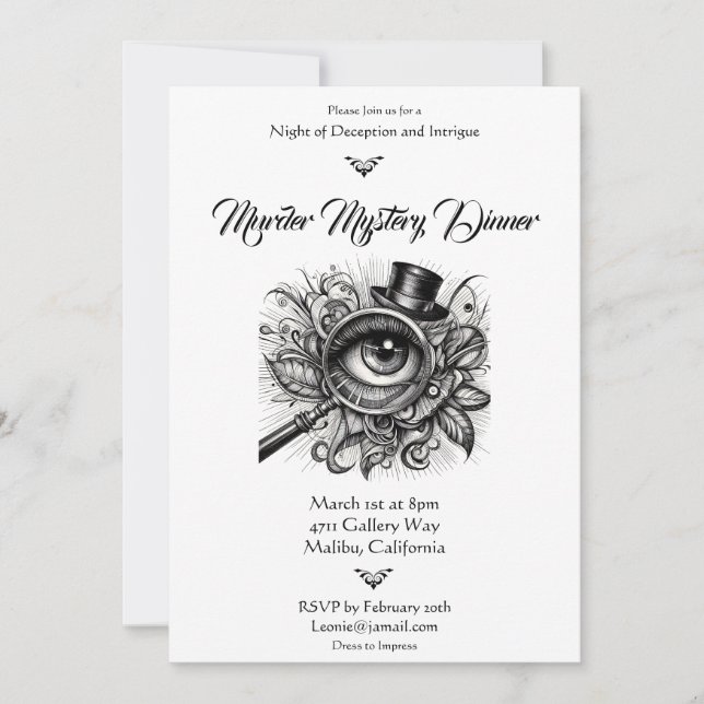 Invitación Ornate Murder Mystery (Anverso)