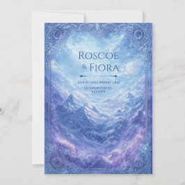 Invitación Ornate Mystic Snow Mountain Vista Wedding
