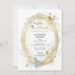 Invitación Ornate Oval Frame Quinceañera Exquisite Tiara