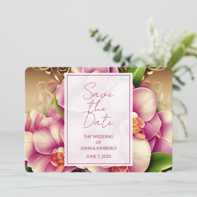 Invitación Ornate Photo Wedding Guardar la fecha (Anverso de pie)