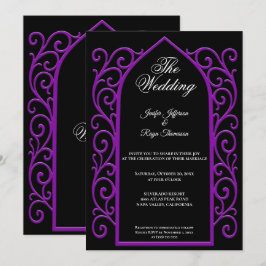 Invitación Ornate purple border Gothic wedding Invitation