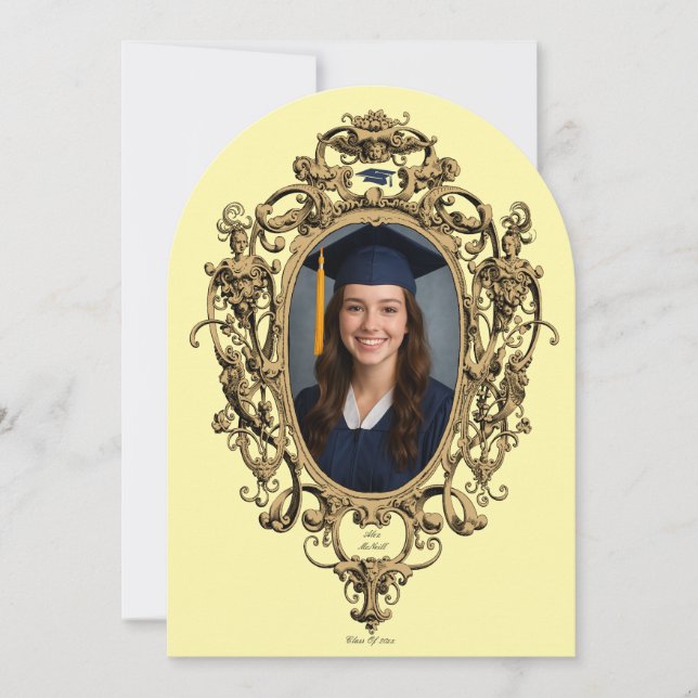 Invitación Ornate Rococo Cartouche Photo Template Graduation (Anverso)