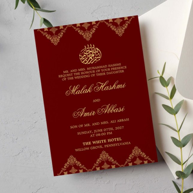 Invitación Ornate Rojo Motif Boda musulmán islámico (Subido por el creador)
