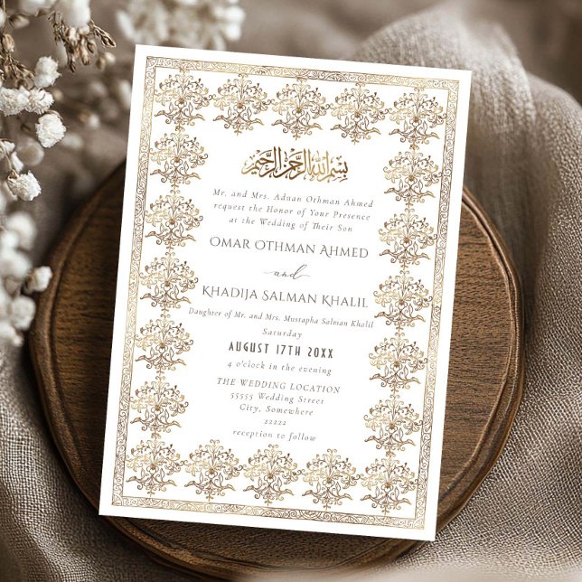 Invitación Ornate Romantic Vintage Gold Islamic Wedding (Subido por el creador)