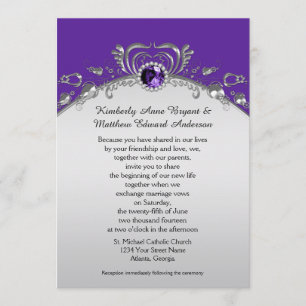 Invitación Ornate Silver Swirls Gemstones Diamantes