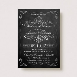 Invitación Ornate Swirl Chalkboard Boda Ensayo Cena