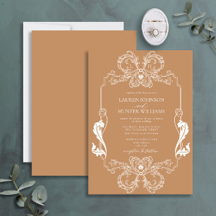 Invitación Ornate Terracotta Línea Floral Monograma Boda