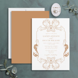 Invitación Ornate Terracotta Línea Floral Monograma Boda