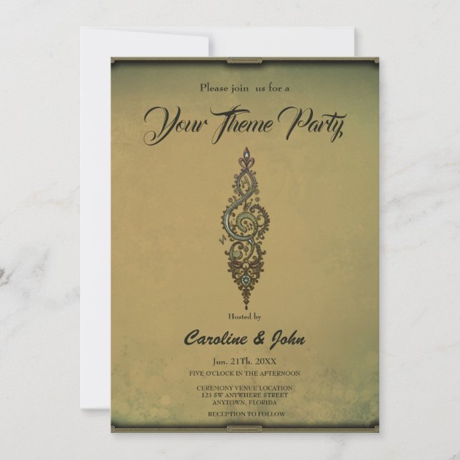 Invitación Ornate Treble Clef (Anverso)