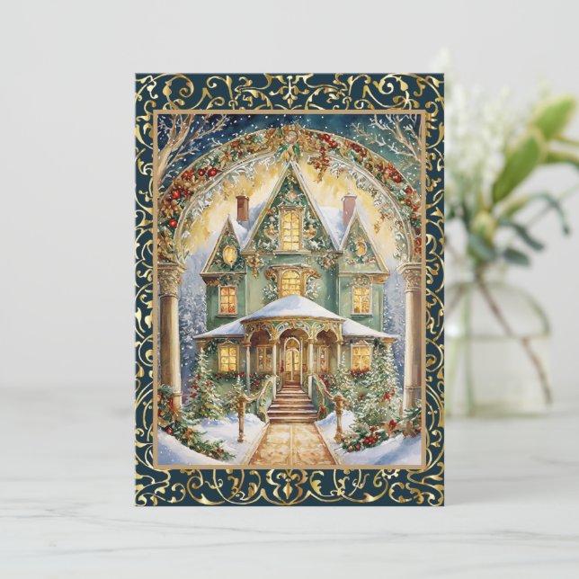 Invitación Ornate Victorian Holiday Party (Anverso de pie)