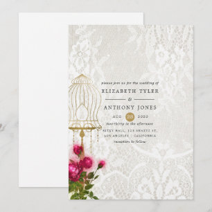 Invitación Ornate Vintage Birdcage Lace Boda