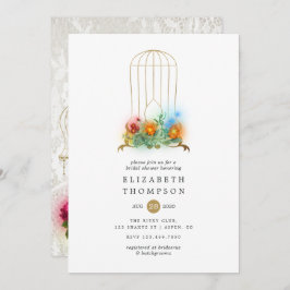Invitación Ornate Vintage Birdcage Lace Floral Bridal Shower