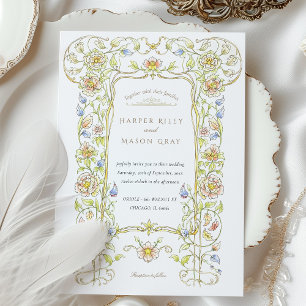 Invitación Ornate Vintage Floral Scrollwork Garden Wedding