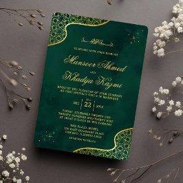 Invitación Ornato islámico del oro verde de la esmeralda real