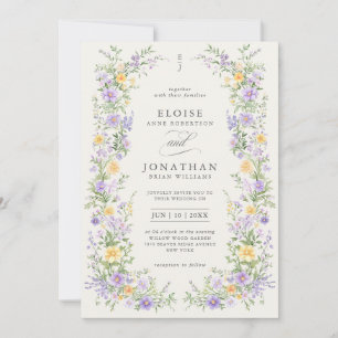 Invitación Ornato Jardín Floral de Primavera con Pastel Suave