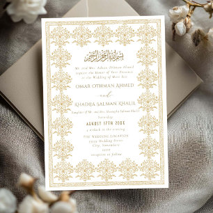 Invitación Ornato Romántico Vintage Boda Islámica de Oro