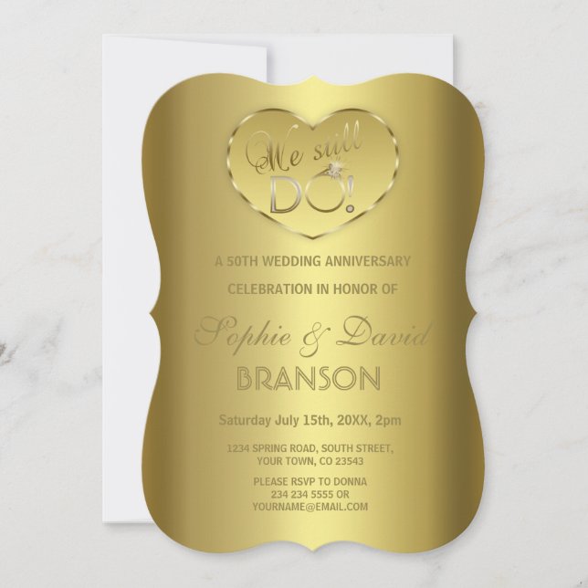 Invitación Oro 50° aniversario Boda (Anverso)