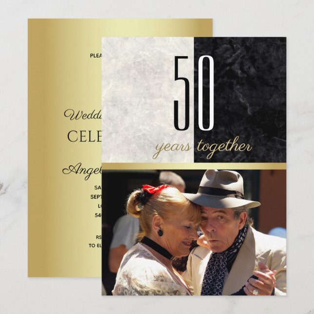 Invitación Oro 50° Aniversario Boda (Anverso / Reverso)