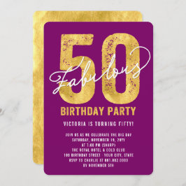 Invitación Oro 50 y fabuloso 50 cumpleaños invitado