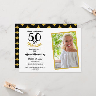Invitación Oro 50 y fabuloso cumpleaños 50