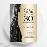 Invitación Oro Agate Negro Sorpresa 30 cumpleaños<br><div class="desc">Invitación a la fiesta de cumpleaños número 30 de la agata de oro y negro. Diseño elegante y moderno con fondo de mármol de piedra en el fondo de la geoda, oro falso purpurina y letra de escritura tipográfica. La carta de invitación de moda es perfecta para una elegante celebración...</div>