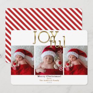 Invitación Oro Alegre Fiesta de Navidad 3 Fotos Foto