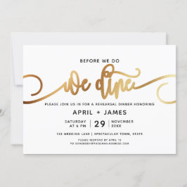 Invitación Oro antes de que hagamos el ensayo de la cena