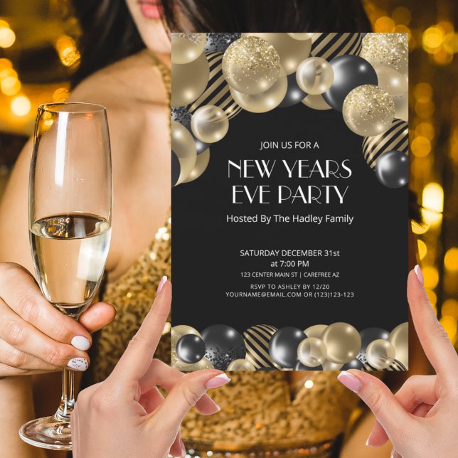 Invitación Oro Art Déco Nochevieja (Subido por el creador)