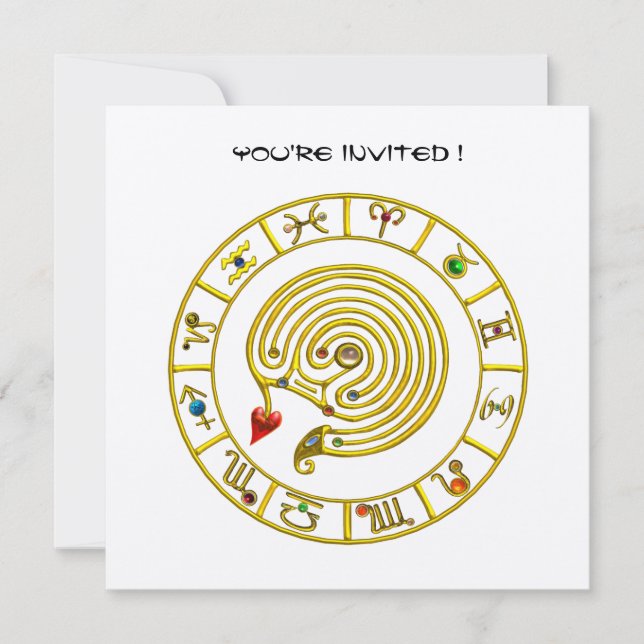 Invitación ORO ASTRAL LABYRINTH Rótulos Zodiac Gráfico Blanco (Anverso)