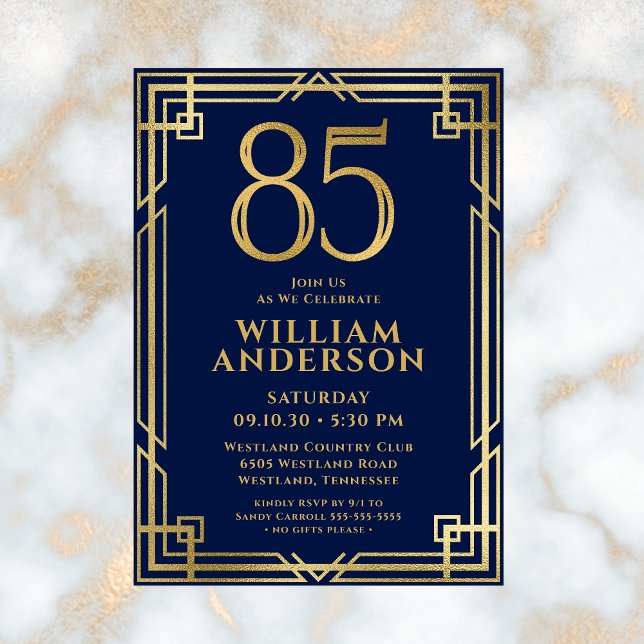 Invitación Oro Azul de la Marina 85.ª foto de cumpleaños (Subido por el creador)