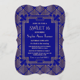 Invitación Oro azul de la Marina Real Gran Gatsby Art Dic SWE