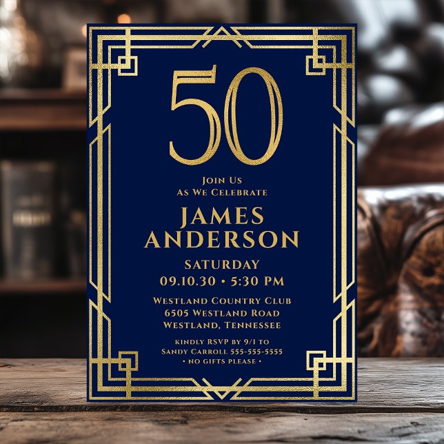 Invitación Oro Azul de Marina 50.ª foto de cumpleaños (Subido por el creador)