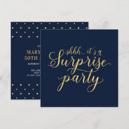 Invitación Oro & Azul Marino | 50º Aniversario de Boda Sorpre