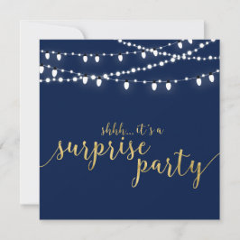 Invitación Oro & Azul Marino | 50º Aniversario de Bodas Sorpr