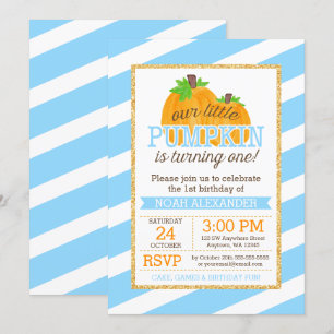 Invitación Oro azul poco cumpleaños del muchacho de la