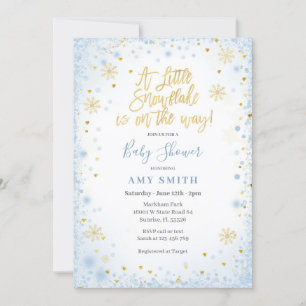 Invitación Oro Azul Un pequeño copo de nieve está en camino