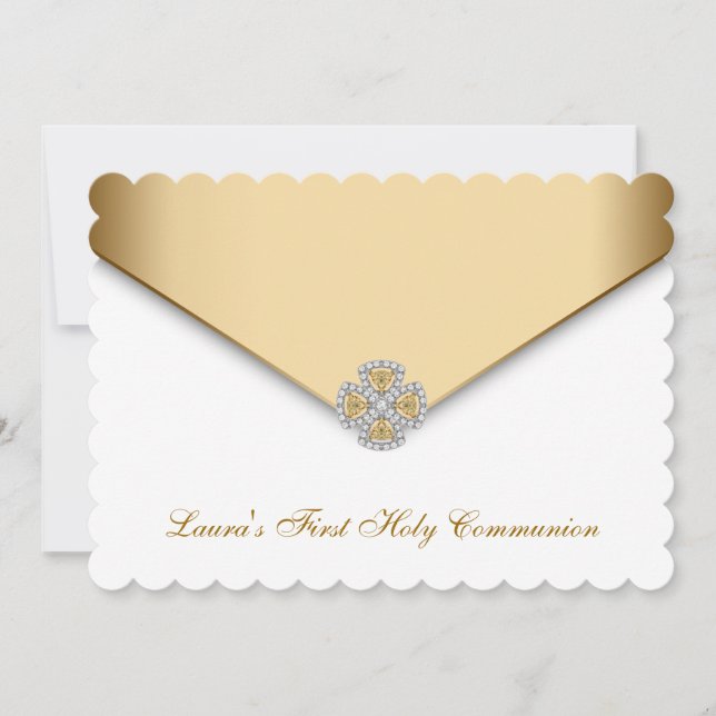 Invitación Oro Blanco Niñas Primera Comunión (Anverso)