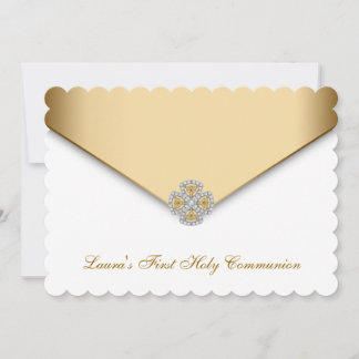 Invitación Oro Blanco Niñas Primera Comunión