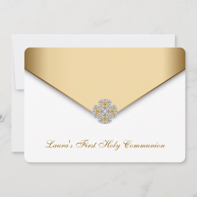 Invitación Oro Blanco Niñas Primera Comunión (Anverso)