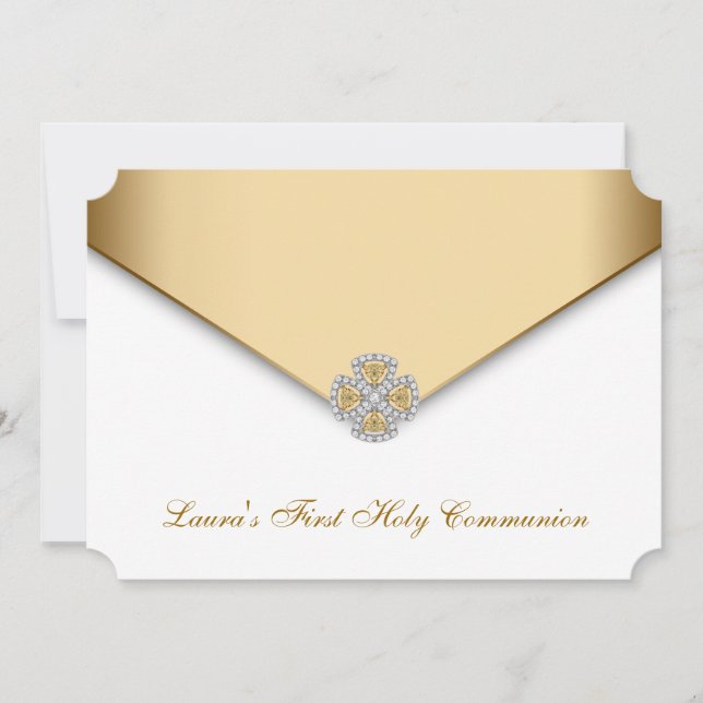 Invitación Oro Blanco Niñas Primera Comunión (Anverso)
