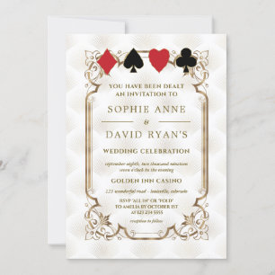 Invitación Oro Boda Art Deco Gatsby Casino Vegas Poker 
