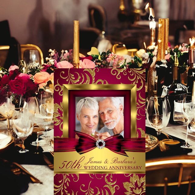 Invitación Oro borgoñonés foto 50 aniversario de Boda (Subido por el creador)