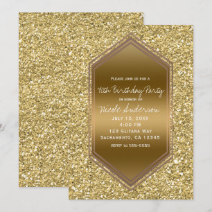 Invitación Oro Brillo Glam Brillante Fiesta de Cumpleaños Cua