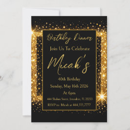 Invitación Oro Brillo Purpurina Brillante Lujo Glam
