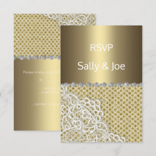 Invitación ORO BRONCE Encaje de lunares Diamante Boda respues