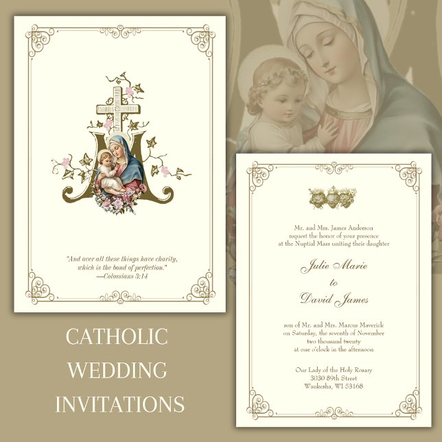 Invitación Oro católico María y Jesús Boda (Subido por el creador)