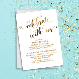 Invitación Oro Celebra con Nosotros Celebración Post-Boda