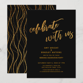 Invitación Oro Celebre con Nosotros Recepción de Boda Negra