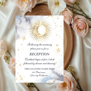 Invitación Oro Celestial Sol, Luna, Estrellas
