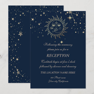 Invitación Oro Celestial Sol Y Luna